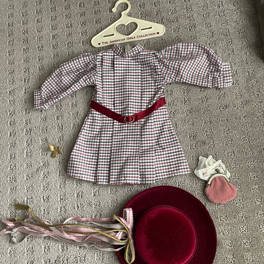 Vintage Pleasant Company Samantha plaid dress and accessories.